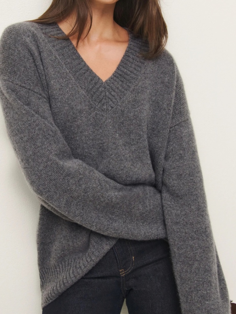 Reformation Jadey Cashmere Oversized V-Neck Sweater
